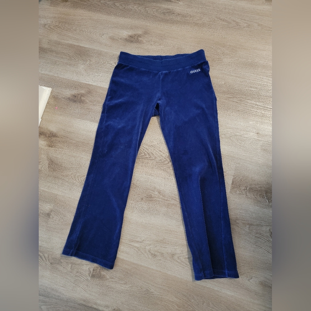 Guess Velour Track Pants - Royal Blue Size Large.